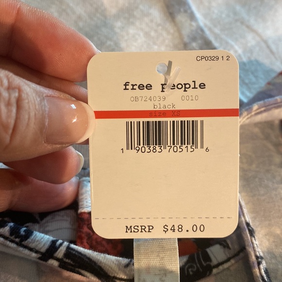 FREE PEOPLE NWT bodysuit in multi colored black with florals - Picture 10 of 10